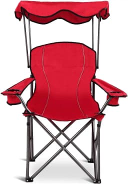 Camping Chair with Sun Canopy, Fishing Chair with Drink Holder, Folding Chair with Carry Bag, Folding Chair 120 kg Load Capacity