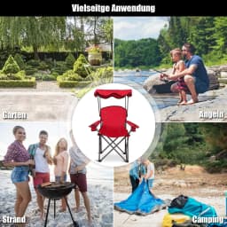 Camping Chair with Sun Canopy, Fishing Chair with Drink Holder, Folding Chair with Carry Bag, Folding Chair 120 kg Load Capacity