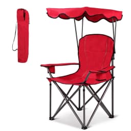 Camping Chair with Sun Canopy, Fishing Chair with Drink Holder, Folding Chair with Carry Bag, Folding Chair 120 kg Load Capacity