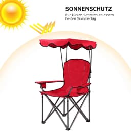 Camping Chair with Sun Canopy, Fishing Chair with Drink Holder, Folding Chair with Carry Bag, Folding Chair 120 kg Load Capacity