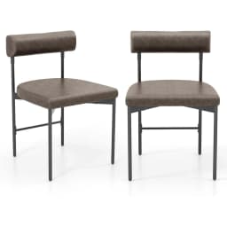 Set of 2 Dining Room Chairs, Kitchen Chairs Made of PVC Leather with Padded Backrest & U-shaped Seat, Shell Chairs