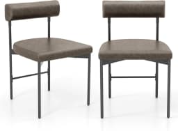 Set of 2 Dining Room Chairs, Kitchen Chairs Made of PVC Leather with Padded Backrest & U-shaped Seat, Shell Chairs
