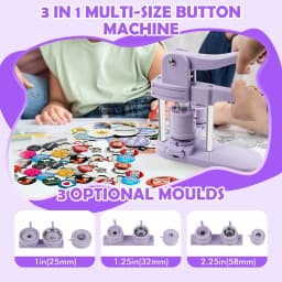 3 in 1 DIY Pin Button Maker Machine 25/32/58mm Badge Press Machine with 300pcs Button Parts Easy to Use Save Time and Energy