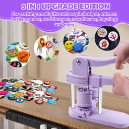 3 in 1 DIY Pin Button Maker Machine 25/32/58mm Badge Press Machine with 300pcs Button Parts Easy to Use Save Time and Energy