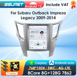 9.7inch 2 DIN Android 13 Car Radio for Subaru Outback Impreza Legacy 2009-2014 Multimedia Stereo Vertical Screen Carplay 360Cam
