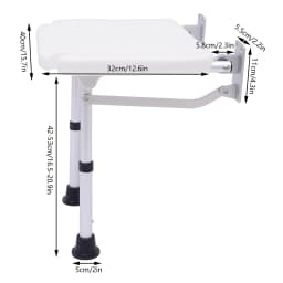 Bathroom Seat Wall Mounting Shower Seat Foldable Folding Seat Shower Stool With Support Legs Maximum Load Capacity 100KG