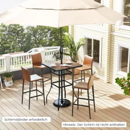 Bistro table with umbrella hole, garden table with wood look tabletop, square balcony table for garden, 70 x 70 x 102 cm