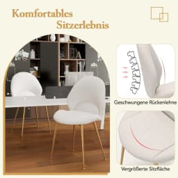 Dining Room Chairs Set of 2/4, Accent Chairs with Curved Backrest, Upholstered Chair, Living Room Chair up to 150 kg