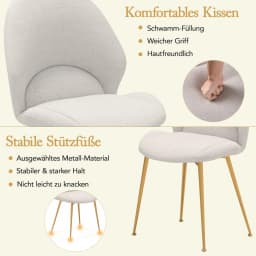 Dining Room Chairs Set of 2/4, Accent Chairs with Curved Backrest, Upholstered Chair, Living Room Chair up to 150 kg