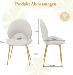 Dining Room Chairs Set of 2/4, Accent Chairs with Curved Backrest, Upholstered Chair, Living Room Chair up to 150 kg