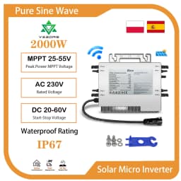 2000W Deye PV Grid on Inverter DC22-60V AC230V IP67 with WiFi Function Max Connect 4PCS 400-600W Efficient Micro Converter