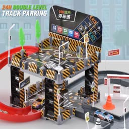 Six-Ply Track Parking Building with Four Mini Alloy Vehicle Parking Lot Toys Puzzle Splicing Toys Racing Rail Car Birthday Gift
