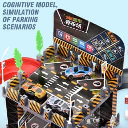Six-Ply Track Parking Building with Four Mini Alloy Vehicle Parking Lot Toys Puzzle Splicing Toys Racing Rail Car Birthday Gift