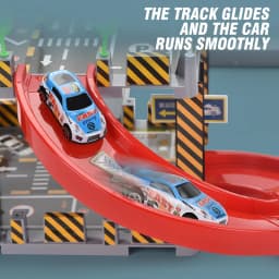 Six-Ply Track Parking Building with Four Mini Alloy Vehicle Parking Lot Toys Puzzle Splicing Toys Racing Rail Car Birthday Gift