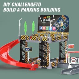 Six-Ply Track Parking Building with Four Mini Alloy Vehicle Parking Lot Toys Puzzle Splicing Toys Racing Rail Car Birthday Gift