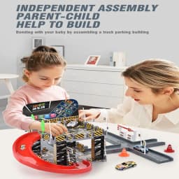 Six-Ply Track Parking Building with Four Mini Alloy Vehicle Parking Lot Toys Puzzle Splicing Toys Racing Rail Car Birthday Gift