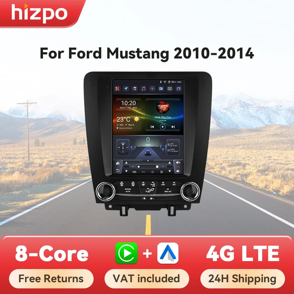 Hizpo For Tesla Style Android 14 For FORD Mustang 2010 - 2014 Radio Stereo Screen Multimedia CarPlayer GPS Navigation 9.7 Inch