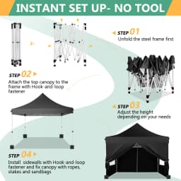 3x3m Folding Gazebo with 4 side panels, mesh window against insects, 100% waterproof and UV 50+ portable high-end