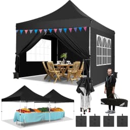 3x3m Folding Gazebo with 4 side panels, mesh window against insects, 100% waterproof and UV 50+ portable high-end