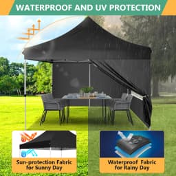 3x3m Folding Gazebo with 4 side panels, mesh window against insects, 100% waterproof and UV 50+ portable high-end