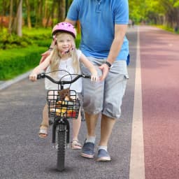 14" Kids Bike Adjustable Children's Bicycle Load 60kg w/Training Wheels+Basket+Backrest Rear Seat for 3-7 Year Old (White/Black)