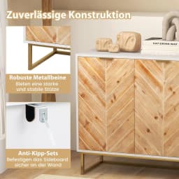 Sideboard with 2 Doors,Cabinet with Shelf,Cabinet with Metal Legs,Cabinet for Kitchen, Dining Room, Living Room,80x40x80cm