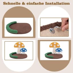 Mushroom Scratching Tree, Cat Tree with Cat Bed & Sisal Scratching Board & Badminton & Headrest, 59 x 49 x 43 cm, Colorful