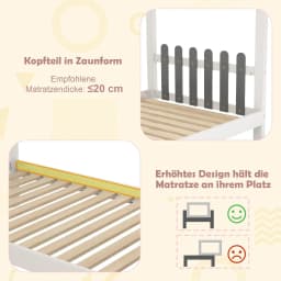 House Bed with Desk 90 x 200cm,Children's Bed with Slatted Frame,Desk with Storage Box,Drawers and Hooks,Wooden Bed for Children