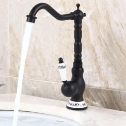 Bathroom Antique Retro Bathroom Sink Mixer Tap Single Lever Mixer Tap Made of Brass, Hot and Cold Taps, G3/8 Inlet Hose, Black