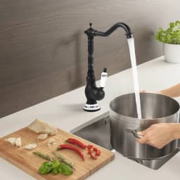 Bathroom Antique Retro Bathroom Sink Mixer Tap Single Lever Mixer Tap Made of Brass, Hot and Cold Taps, G3/8 Inlet Hose, Black