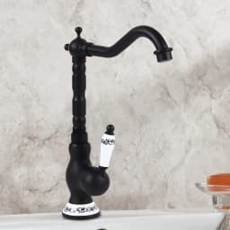 Bathroom Antique Retro Bathroom Sink Mixer Tap Single Lever Mixer Tap Made of Brass, Hot and Cold Taps, G3/8 Inlet Hose, Black