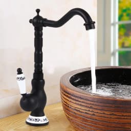 Bathroom Antique Retro Bathroom Sink Mixer Tap Single Lever Mixer Tap Made of Brass, Hot and Cold Taps, G3/8 Inlet Hose, Black