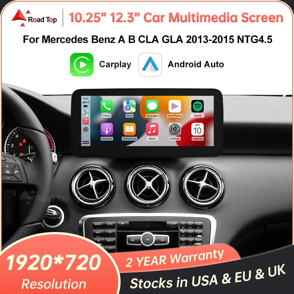Wireless Carplay Android Auto Car Multimedia Display For Mercedes-Benz A B CLA GLA W176 W463 W246 2013-2015 NTG4.5 Touch Screen