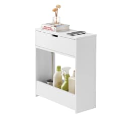 SoBuy BZR48-W niche shelf niches wardrobe narrow shelf bathroom wardrobe bathroom wardrobe with 1 open shelf and 1 flap White