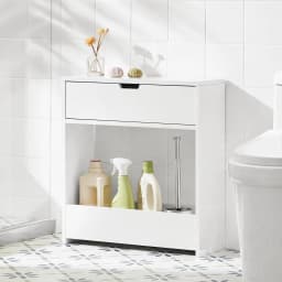 SoBuy BZR48-W niche shelf niches wardrobe narrow shelf bathroom wardrobe bathroom wardrobe with 1 open shelf and 1 flap White