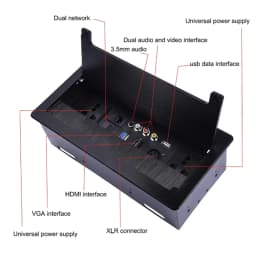 Clamshell Desktop Socket Multimedia Socket Embedded Power Strip With Network/Video/Audio/VGA/HDMI/USB/XLR Brush Power Outlet Box