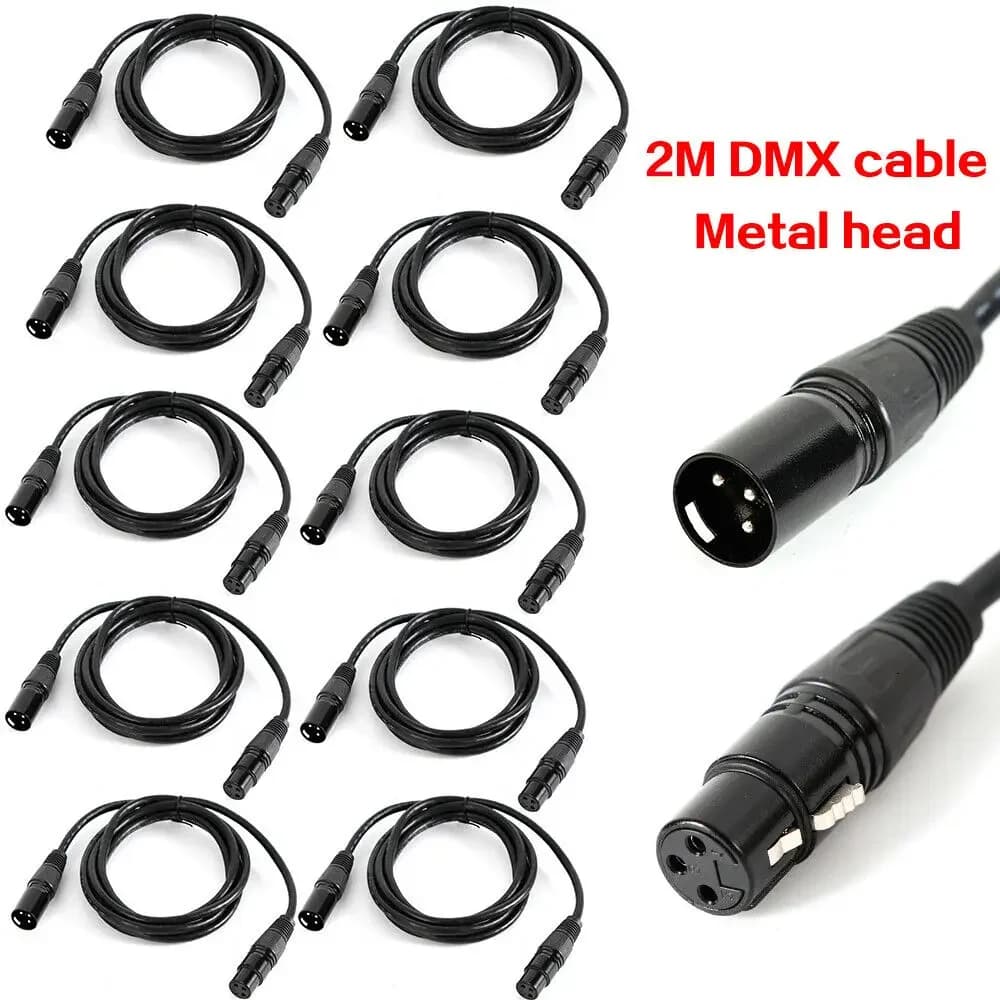 10 x Dmx Cable 2.0 m Xlr 3-Pole Male-Female For 110 Ohm Application