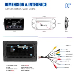 ESSGOO 9" HD Touch screen Android 14 For Volkswagen VW Tiguan Golf Plus 2010-2016 Car stereo radio GPS NAVI SWC RDS WIFI BT USB