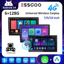 ESSGOO Android 14 Car Radio Wireless Carplay Auto 6 128G Car Multimedia Player GPS Navigator Wi-Fi FM BT Car Stereo