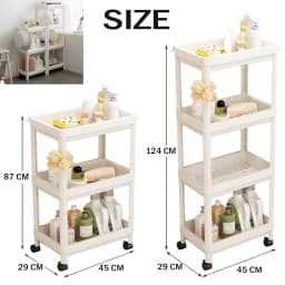 Rolling Storage Cart 3/4 Layers Organizer Mobile Shelving Unit Large Capacity for Kitchen Office Bathroom Laundry Living Room