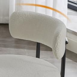 Dining Chairs Set of 2, Mid-Century Modern Dining Chairs, Curved Backrest Round Upholstered Sherpa Dining Chair with  Metal Legs