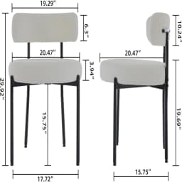 Dining Chairs Set of 2, Mid-Century Modern Dining Chairs, Curved Backrest Round Upholstered Sherpa Dining Chair with  Metal Legs