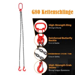 3 Tons Lifting Chain Sling Adjustable for Mines Ports Buildings Working 2m Hook Rigging Iron Chain Lifting Chain