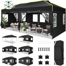 3x6m Folding Gazebo Event Canopy Pop Up Waterproof Party Tent With 6 Side Wall UV Protect For Garden Outdoor Commercial Wedding