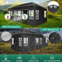 3x6m Folding Gazebo Event Canopy Pop Up Waterproof Party Tent With 6 Side Wall UV Protect For Garden Outdoor Commercial Wedding