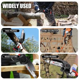 700W 21V Battery Power Chainsaw 6 Inch, 1.5Ah Battery, Pure Copper Motor, 3500 RPM, 2 X Alloy Steel Chains, for Cutting Pruning