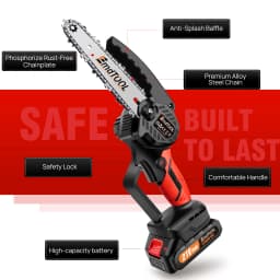 700W 21V Battery Power Chainsaw 6 Inch, 1.5Ah Battery, Pure Copper Motor, 3500 RPM, 2 X Alloy Steel Chains, for Cutting Pruning