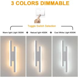 LED Interior Wall Sconce,16W Dimmable 3 Colour Temperature Modern LED Wall Lights For Bedroom,Study,Hallway,3000K/4500K/6500K