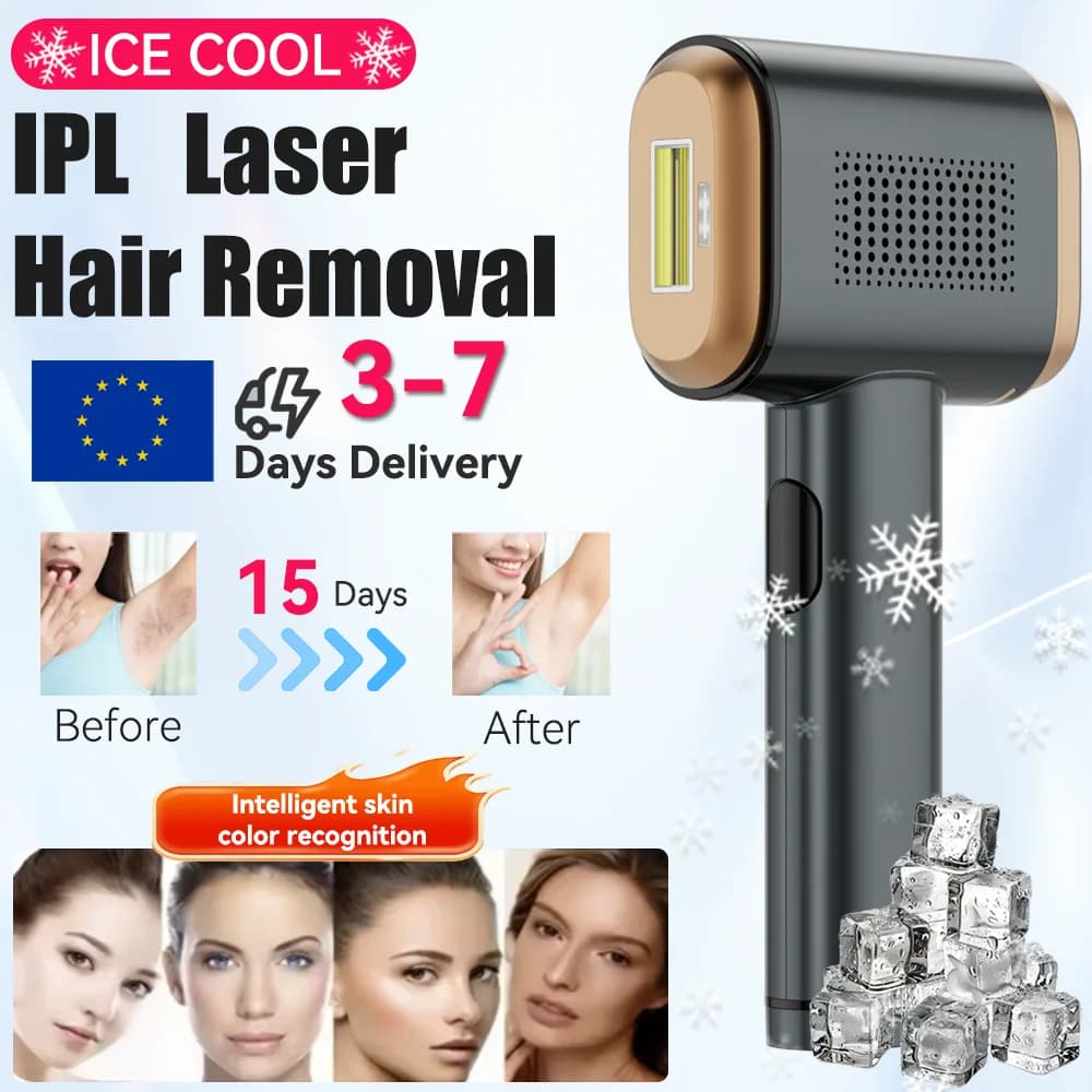 Sapphire Cooling IPL Hair Removal 10℃ Skin Temp Control Painless Safe Permanent Smart Sensor Hair Remover For Women Men Body