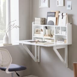 SoBuy FWT07-II-W Wall folding table with integrated shelf wall cabinet kitchen table dining table White BHT approx. 90x78x60cm